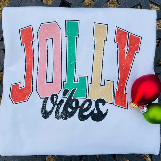 “Jolly Vibes” White Crewneck Sweatshirt