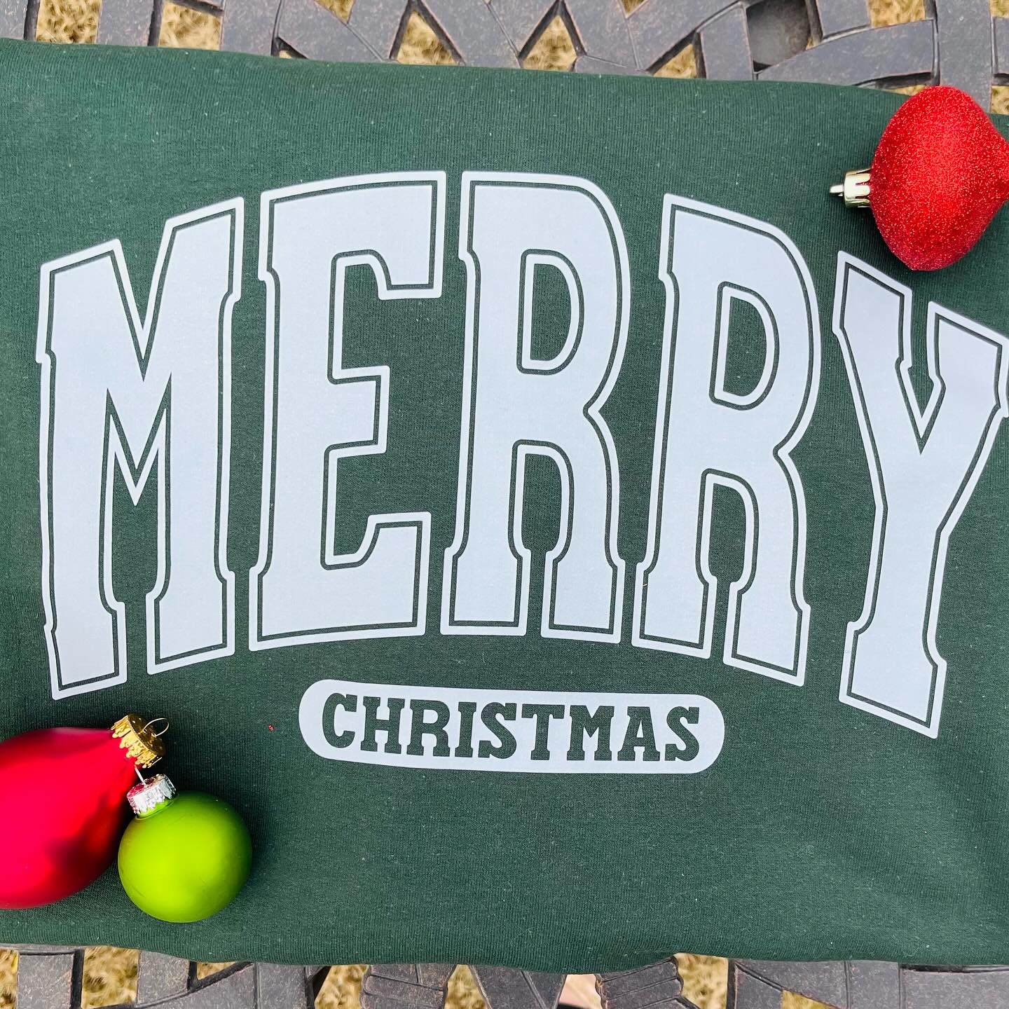 “Merry Christmas” Dark Green Crewneck Sweatshirt