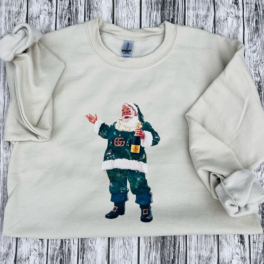 “Boujee Santa” Tan Crewneck Sweatshirt