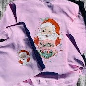 “Winky Santa” Light Pink Crewneck Sweatshirt (Front & Back)